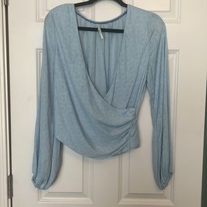 Anthropologie light blue V blouse